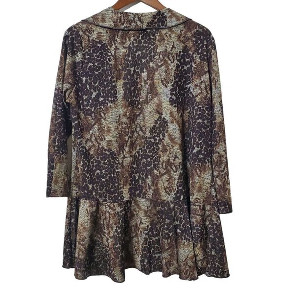 Frazzle Animal Print Ruffle Cardigan Size XL Open Front Liquid Knit Womens - Picture 4 of 8
